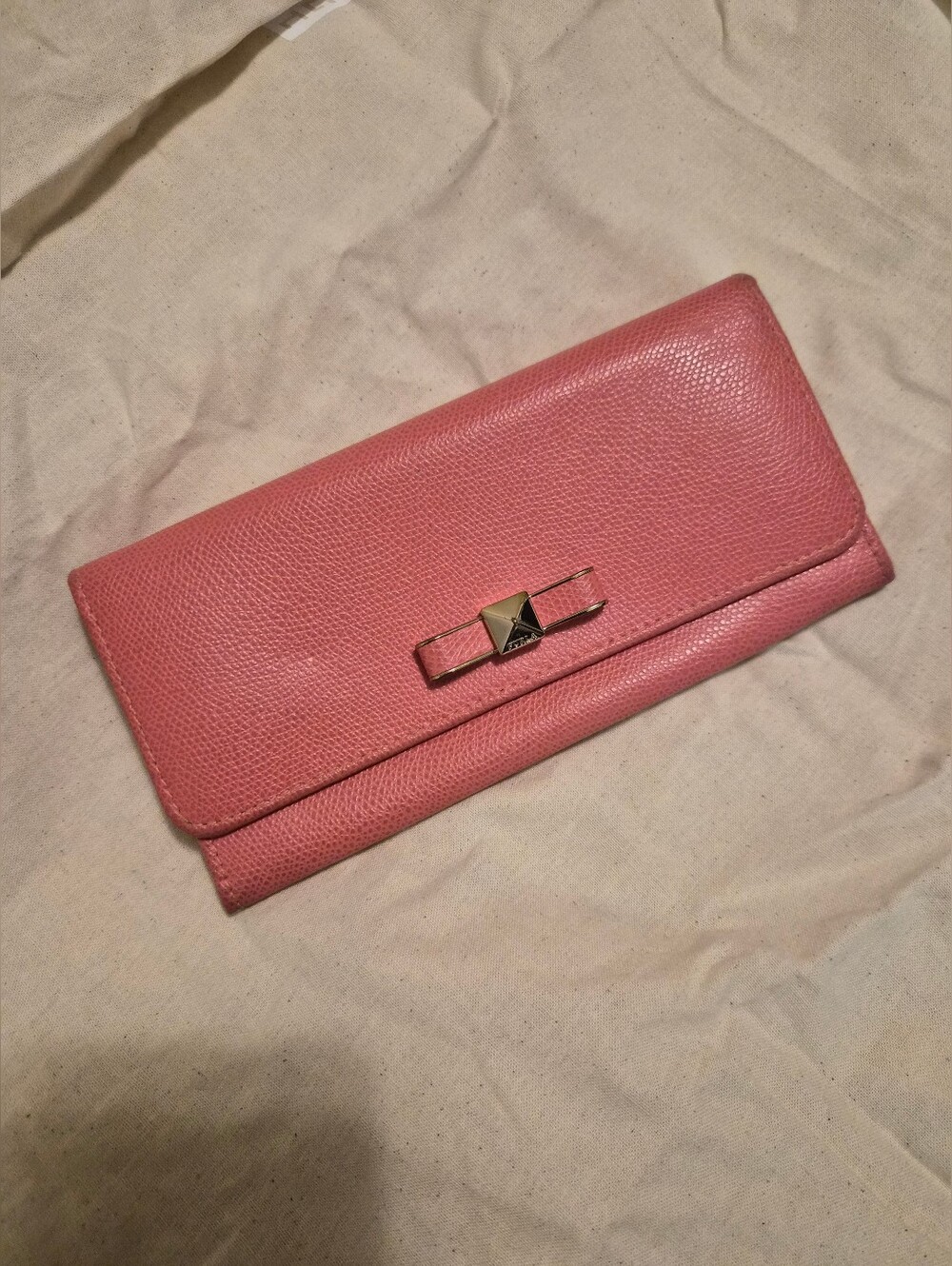 FURLA Coral Leather Long Wallet with Gold Accent